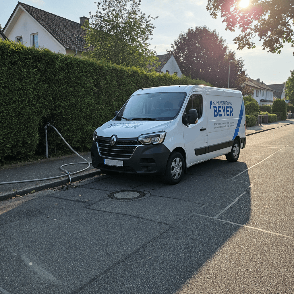 Umweltfreundliches Spülfahrzeug bei der Arbeit