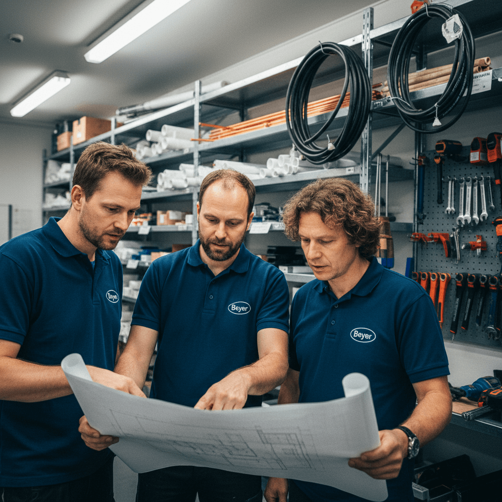 Unser erfahrenes Team bei der Besprechung eines Einsatzplanes